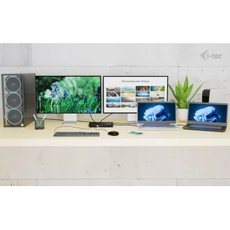 i-tec USB-C KVM priklopna postaja za 3 gostitelje, dvojni zaslon, Power Delivery 1x 92W/2x 65W