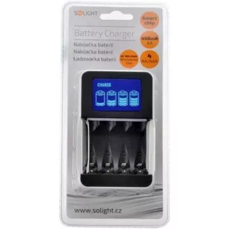 Solight polnilec z LCD zaslonom, AC 230V, 450mA, 4 kanali, AA/AAA, mikroprocesorsko krmiljen
