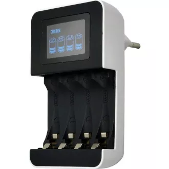 Solight polnilec z LCD zaslonom, AC 230V, 450mA, 4 kanali, AA/AAA, mikroprocesorsko krmiljen