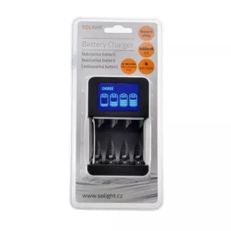Solight polnilec z LCD zaslonom, AC 230V, 450mA, 4 kanali, AA/AAA, mikroprocesorsko krmiljen
