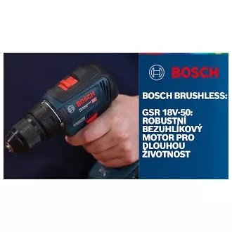 BOSCH GSR 18V-50, akumulatorski vrtalni vijačnik, 0 - 460 / 0 - 1.800 vrt/min, 10 mm