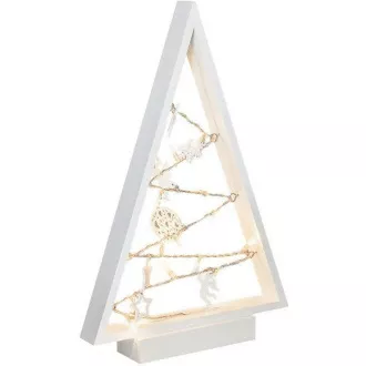 Solight LED leseno božično drevo z okraski, 15LED, naravni les, 37cm, 2x AA Solight LED leseno božično drevo z okraski, 15LED, naravni les, 37cm, 2x AA