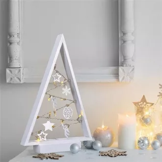 Solight LED leseno božično drevo z okraski, 15LED, naravni les, 37cm, 2x AA Solight LED leseno božično drevo z okraski, 15LED, naravni les, 37cm, 2x AA