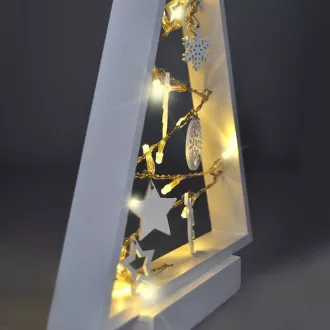 Solight LED leseno božično drevo z okraski, 15LED, naravni les, 37cm, 2x AA Solight LED leseno božično drevo z okraski, 15LED, naravni les, 37cm, 2x AA