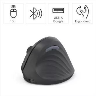 Hama vertikalna ergonomska brezžična miška EWM-600R, desnoročna, polnilna, več naprav