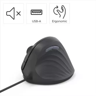Hama vertikalna ergonomska žična miška ECM-500R, za desničarje, črna