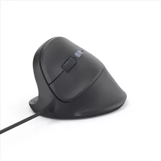Hama vertikalna ergonomska žična miška ECM-500L, za levičarje, črna