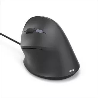 Hama vertikalna ergonomska žična miška ECM-500L, za levičarje, črna