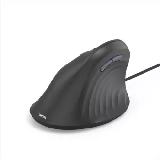 Hama vertikalna ergonomska žična miška ECM-500L, za levičarje, črna