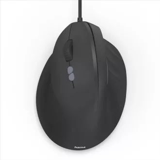 Hama vertikalna ergonomska žična miška ECM-500L, za levičarje, črna
