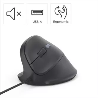 Hama vertikalna ergonomska žična miška ECM-500L, za levičarje, črna