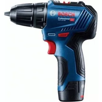 BOSCH GSR 12V-30, akumulatorski vrtalni vijačnik, 0 - 420 / 0 - 1.600 vrt/min, 8 mm, komplet svedrov in svedrov, torba