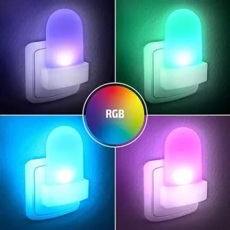 Solight RGB LED nočna lučka s senzorjem svetlobe, možnost izbire barve svetlobe, 230 V Solight RGB LED nočna lučka s senzorjem svetlobe, možnost izbire barve svetlobe, 230 V