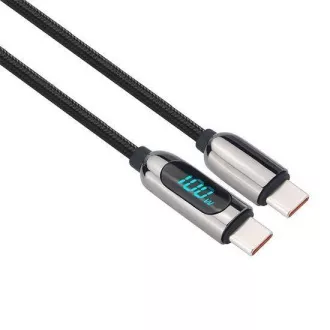 Solight Kabel USB-C z zaslonom, priključek USB-C - priključek USB-C, 100 W, 1 m