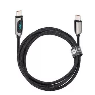 Solight Kabel USB-C z zaslonom, priključek USB-C - priključek USB-C, 100 W, 1 m
