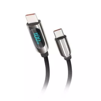 Solight Kabel USB-C z zaslonom, priključek USB-C - priključek USB-C, 100 W, 2 m
