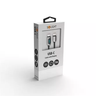 Solight Kabel USB-C z zaslonom, priključek USB-C - priključek USB-C, 100 W, 2 m