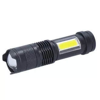 Solight LED žepna svetilka s povečavo, 100lm   70lm, Li-Ion, USB, črna