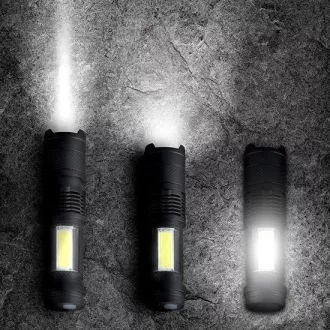 Solight LED žepna svetilka s povečavo, 100lm   70lm, Li-Ion, USB, črna
