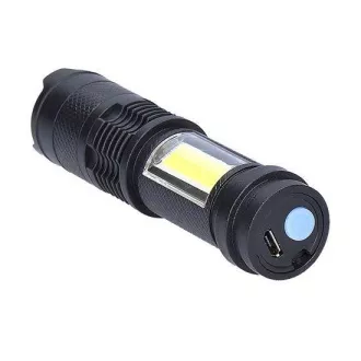 Solight LED žepna svetilka s povečavo, 100lm   70lm, Li-Ion, USB, črna