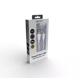 Solight kabel Lightning, priključek USB 2.0 A - priključek Lightning, silikonski, 2 m