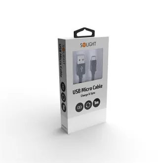 Solight kabel USB, priključek USB 2.0 A - mikro priključek USB B, blister, 1 m