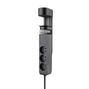 Solight 3z   USB A C prenosna namizna vtičnica, 2 m, črna, hitri polnilec USB 20W PD