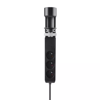 Solight 3z   USB A C prenosna namizna vtičnica, 2 m, črna, hitri polnilec USB 20W PD