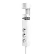 Solight 3z   USB A C prenosna namizna vtičnica, 2 m, bela, hitri polnilec USB 20W PD