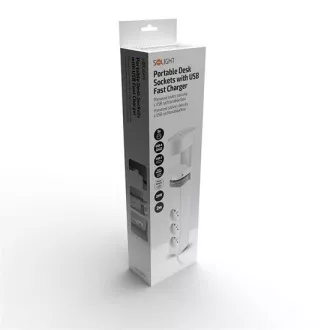 Solight 3z USB A C prenosna namizna vtičnica, 2 m, bela, hitri polnilec USB 20W PD Solight 3z USB A C prenosna namizna vtičnica, 2 m, bela, hitri polnilec USB 20W PD