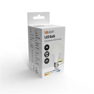 Solight LED žarnica, klasične oblike, 7W, E27, 4000K, 270°, 810lm