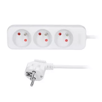 Solight podaljšek 3 m, 3 vtičnice, 16A/3680W, PVC, bela
