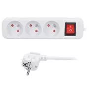 Solight podaljšek 3 m, 3 vtičnice, stikalo, 16A/3680W, PVC, bela