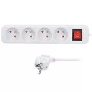 Solight podaljšek 3 m, 4 vtičnice, stikalo, 16A/3680W, PVC, bela