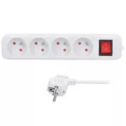 Solight podaljšek 5 m, 4 vtičnice, stikalo, 16A/3680W, PVC, bela