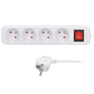 Solight podaljšek 5 m, 4 vtičnice, stikalo, 16A/3680W, PVC, bela Solight podaljšek 5 m, 4 vtičnice, stikalo, 16A/3680W, PVC, bela