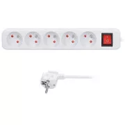 Solight podaljšek 3 m, 5 vtičnic, stikalo, 16A/3680W, PVC, bela