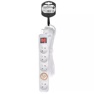 Solight podaljšek 3 m, 5 vtičnic, stikalo, 16A/3680W, PVC, bela
