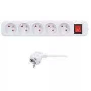 Solight podaljšek 5 m, 5 vtičnic, stikalo, 16A/3680W, PVC, bela