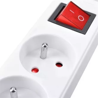 Solight podaljšek 5 m, 5 vtičnic, stikalo, 16A/3680W, PVC, bela