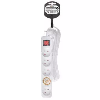 Solight podaljšek 5 m, 5 vtičnic, stikalo, 16A/3680W, PVC, bela