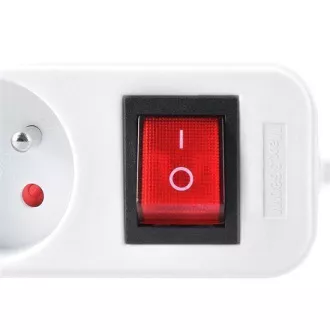 Solight podaljšek 3 m, 6 vtičnic, stikalo, 16A/3680W, PVC, bela