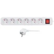 Solight podaljšek 5 m, 6 vtičnic, stikalo, 16A/3680W, PVC, bela