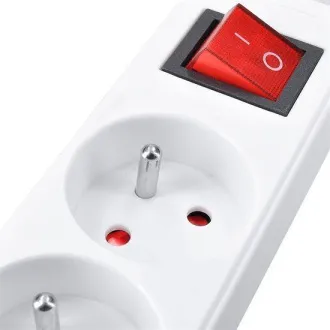 Solight podaljšek 5 m, 6 vtičnic, stikalo, 16A/3680W, PVC, bela