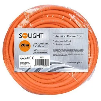 Solight podaljšek - priključek, 1 vtičnica, 20 m, 3 x 1, 5mm2, oranžna