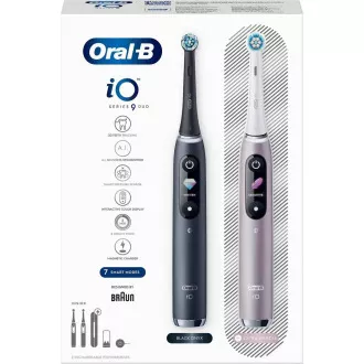 Oral-B iO Series 9 Duo Black Onyx & Rose Quartz komplet električne zobne ščetke, magnetna, 7 načinov, AI Oral-B iO Series 9 Duo Black Onyx & Rose Quartz komplet električne zobne ščetke, magnetna, 7 načinov, AI