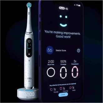 Električna zobna ščetka Oral-B iO10, 7 načinov, časovnik, senzor pritiska, 3D mapiranje in pametne funkcije, bela