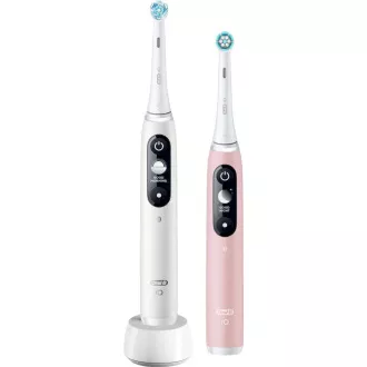 Oral-B iO Series 6 Duo White & Pink Sand komplet električnih zobnih ščetk, 5 načinov, umetna inteligenca, časovnik