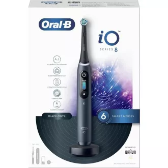 Oral-B iO8 Black Onyx električna zobna ščetka, magnetna, 6 načinov, časovnik, senzor pritiska, etui, črna