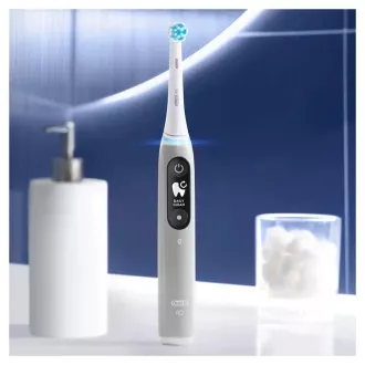 Oral-B iO Series 6 Grey Opal električna zobna ščetka, magnetna, 5 načinov, senzor pritiska, umetna inteligenca, etui